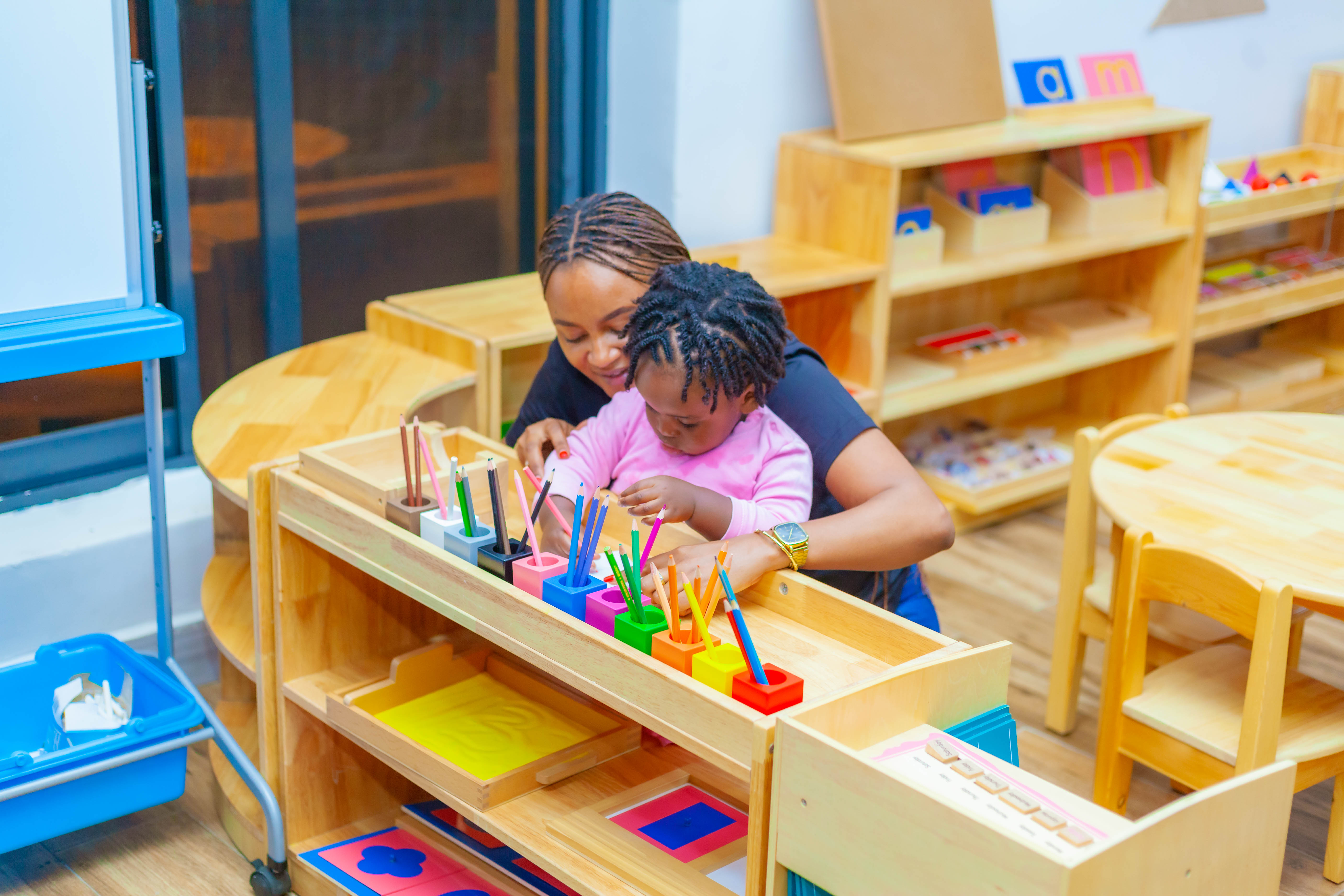 Children learning in DMSRC Montessori classroom Dar es Salaam